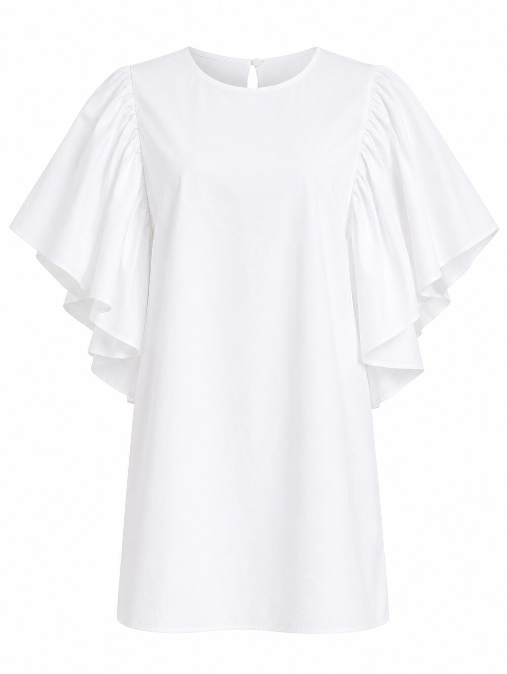 NWT Gracia Butterfly Sleeve Shift Dress XL White Cotton Minimalist Poplin Party